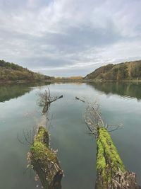 Scenic view of lake against sky