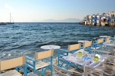 View of boats in calm sea