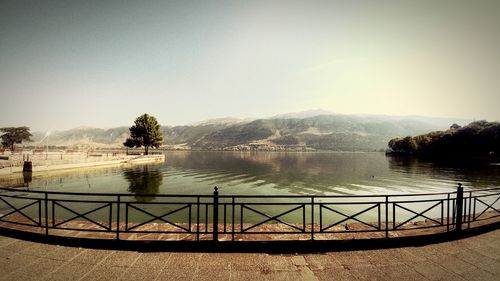 Scenic view of lake against clear sky