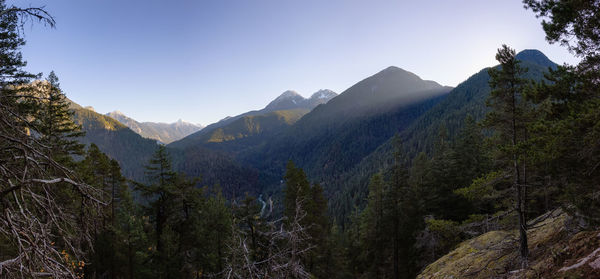 Scenic view of mountains against clear sky