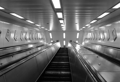 Low angle view of escalator