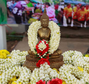 Close-up of buddha statue in temple