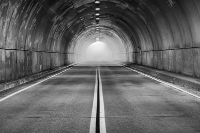 Empty road in tunnel