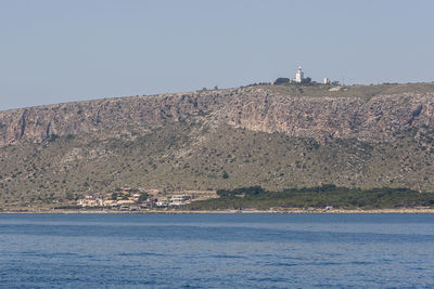 Scenic view of sea against clear sky