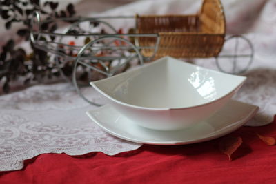 Close-up of tea cup on table