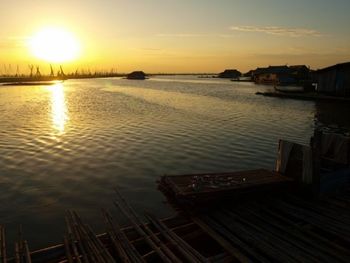 View of sunset over sea