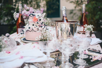 Close-up of ice cream cone on table