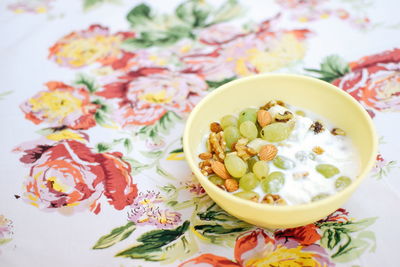 Close-up of salad served on table