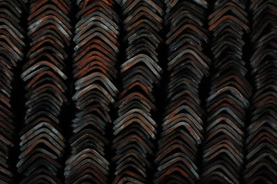 Full frame shot of stacked roof tiles