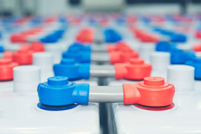 Close-up of colored pencils on table