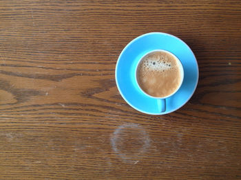 High angle view of coffee on table