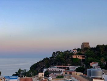 High angle view of townscape against sky