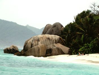 Scenic view of sea against clear sky