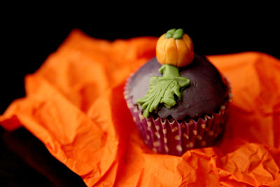 Close-up of food against black background