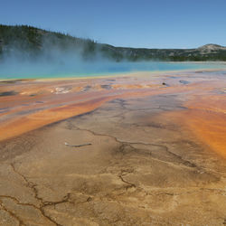 Scenic view of volcanic landscape against sky