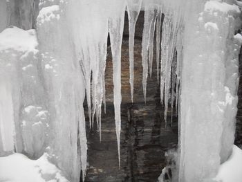 Close-up of frozen water