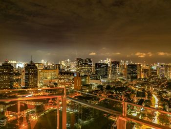 Illuminated cityscape at night