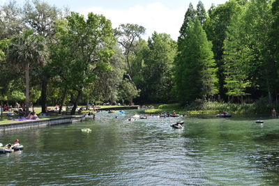 Tourists at lakeside