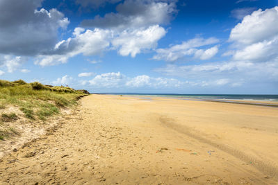 Scenic view of beach against sky