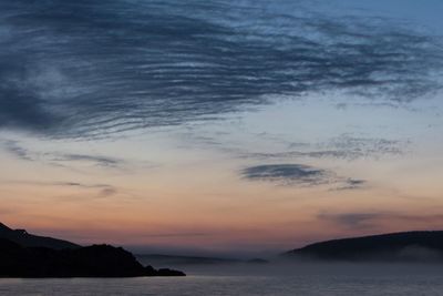 Scenic view of sea at sunset