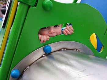 Close-up of happy boy playing