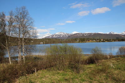 Scenic view of lake against sky