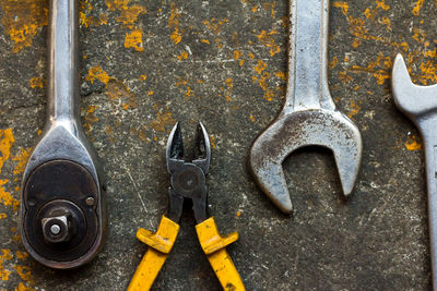 Close-up of work tools at workshop