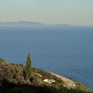 Scenic view of sea against clear sky