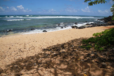 Scenic view of beach against sky