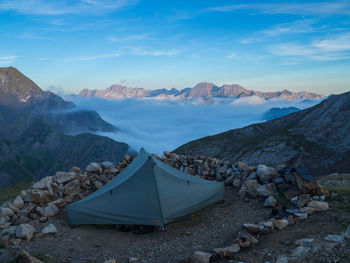 View of camping tent near the refuge bayssellance