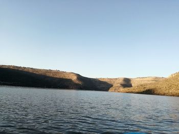 Scenic view of river against clear sky