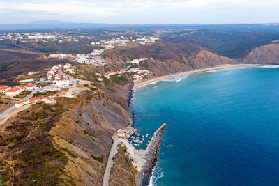 Aerial view of sea and landscape