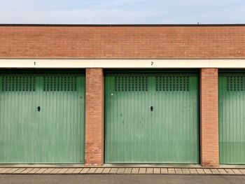 Closed garages of building