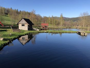 Scenic view of lake against sky