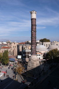 High angle view of buildings in city