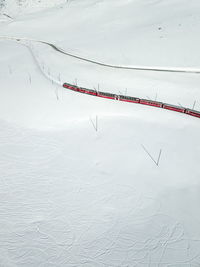 Aerial view of snow covered landscape