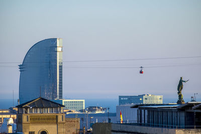 W barcelona in city against sky