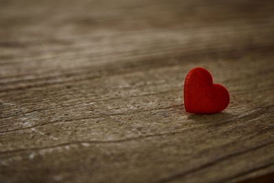 Close-up of heart shape on table