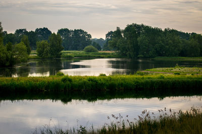 Scenic view of lake against sky