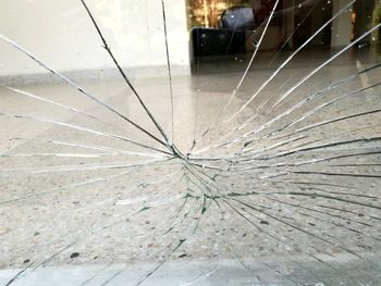 Close-up of damaged window