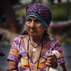 Close-up of thoughtful senior woman