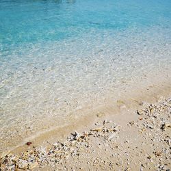 High angle view of sand on beach