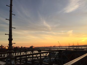 Bridge over river at sunset