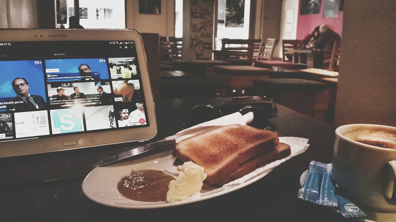 indoors, food and drink, table, food, restaurant, freshness, drink, still life, plate, sweet food, unhealthy eating, ready-to-eat, cafe, refreshment, indulgence, dessert, coffee cup, chair, communication, one person