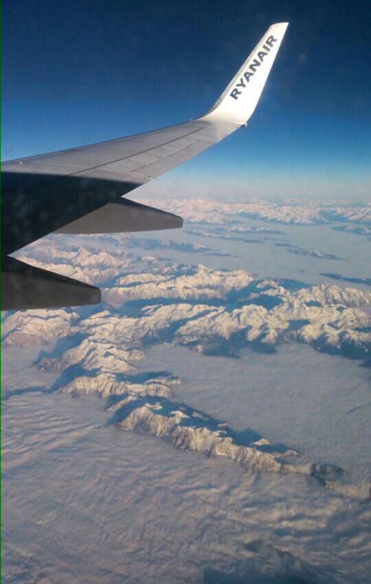 AERIAL VIEW OF AIRPLANE WING IN WINTER