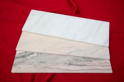 High angle view of paper on table