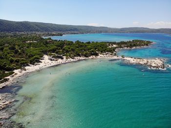 High angle view of beach against sky