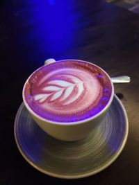 High angle view of coffee on table