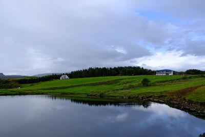 Scenic view of lake against sky