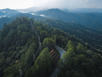 High angle view of mountain road